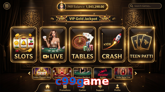 Main screen of C99game casino page for PK players